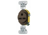 Hubbell Wiring RR155 RESI SGL RCPT 15A 250V SELF GRND BR