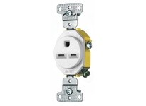 Hubbell Wiring RR155W RESI SGL RCPT 15A 250V SELF GRND WH | YarinInd