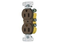 Hubbell Wiring RR15S RESI DUP RCPT 15A 125V SELF GRND BR