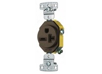 Hubbell Wiring RR205 RESI SGL RCPT 20A 250V SELF GRND BR