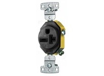 Hubbell Wiring RR205BK RESI SGL RCPT 20A 250V SELF GRND BK | Industrial Supplies