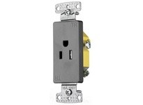 Hubbell Wiring RRD151GYTR RESI SGL RCPT 15A 125V DEC TR GY