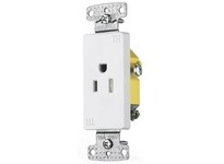 Hubbell Wiring RRD151WTR RESI SGL RCPT 15A 125V DEC TR WH