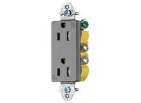 Hubbell Wiring RRD15KGYTR RCPT DUP DEC TR 15A125VNO EARS GY