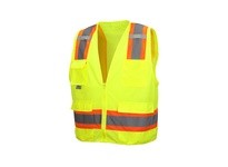 Pyramex RVZ2410SEM Type R - Class 2 Non FR Self Extinguishing Hi-Vis Lime Safety Vest | Medium