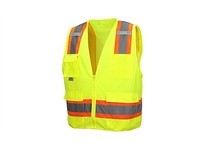Pyramex RVZ2410SEX4 Type R - Class 2 Non FR Self Extinguishing Hi-Vis Lime Safety Vest 4X Large | High Visibility Gear