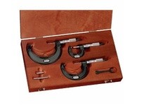 Starrett S436.1AXRLZ Outside Micrometer Set, Ratchet Thimble, Carbide Anvil-Spindle, .0-3" Range, .001"Outside Micrometer Set, R