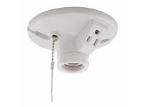 Cooper Eaton S865W-SP Lmphldr W/2P3W Receptacle PullChain Plastic White