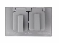 Cooper Eaton S989-SP Cover 1G WP DupReceptacle Horiz 2Lids Metal Gray