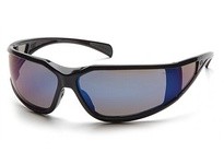 Pyramex Exeter SB5175DT Safety Glasses Blue Mirror Anti-Fog Lens | Glossy Black Frame