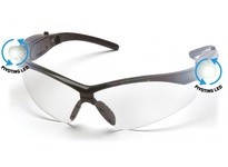 Pyramex PMXTREME SB6310SPLED Safety Glasses Clear Lens Lens and Black Frame with LED TemplesPMXTREME Safety Glasses Clear Lens L