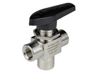 Superlok SBV120H23-F4N 1/4"F NPT - SBV120H Bar Stock Ball Valve - 3 Way - 2, 500 PSI - 316 Stainless Steel