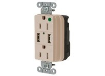 Hubbell Wiring SNAP8200USBLA USB CHGR SNAP HG 15A125V DUP 3A5V PT LA