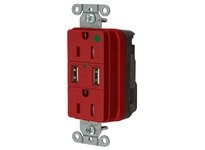 Hubbell Wiring SNAP8200USBR USB CHGR SNAP HG 15A125V DUP 3A5V PT RED | Industrial Supplies