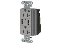 Hubbell Wiring SNAP8300USBGY USB Charger 20A 125V | Industrial Supplies
