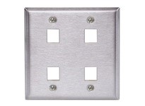 Hubbell Wiring SSF204 PLATE WALL SS 2-G 4PORT