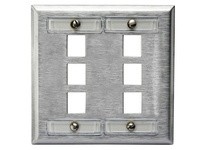Hubbell Wiring SSFL26 Plate Wall SS 2-G 6-Port w/ Label | Industrial Supplies