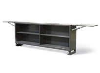 StrongHold SU-15415 Wide Shelving Unit Workbench with 2 Fold-Up Panels | Durable Storage Solution
