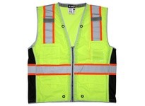 MCR SURVCL2LX2 Class 2 Surveyor Mesh 2 Silver/Orange Stripe Fluor Lime