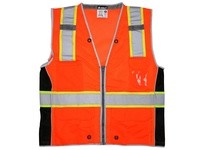 MCR SURVCL2OX4 Class 2 Surveyor Mesh 2 Silver/Orange Stripe Fluor Orange