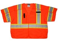 MCR SURVCL3OX2 Class 3 Surveyor Tear-Away Mesh 3 Lime/Silver Stripe | Fluor Orange