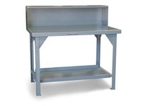 StrongHold T12030RS Industrial Shop Table with Riser Shelf 120x30x34 1 Shelves