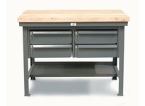 StrongHold T4830-4DB-KL-MT Industrial Shop Table with Maple Top and 4 Key Lock Drawers 48x30x34 1 Shelves