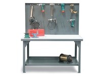 StrongHold T6036-PBB-UHMW Industrial Shop Table with Pegboard Back Wall 72x36x34 1 Shelves