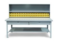 StrongHold T7230-MBS-2DB-34B Industrial Shop Table with Bins & Drawers