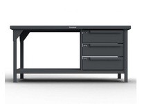 StrongHold T7236-3DB Industrial Shop Table with 3 Drawers | Durable Workbench