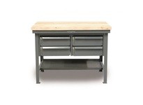 StrongHold T7236-4DB-KL-MT Industrial Shop Table with Maple Top | Durable Workbench