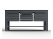 StrongHold T7236-8DB-KL Heavy-Duty Shop Table with Half Inch Steel Plate Top and Key Lock Drawers 72x36x34 1 Shelves