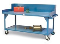 StrongHold T7236SG-CA Mobile Shop Table with Side Guards 72x36x34 1 Shelves