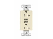 Cooper Eaton TR7756A-BOX USB 3.1A DUPLEX Receptacle 20A 125V Almond