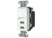 Hubbell Wiring USB102W USB CHRGR SP3W 2.1A 5V TWO PORTWHITE