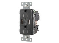 Hubbell Wiring USB15A5BK RCPT DUP 15A 125V 5A 5V USB PORT A BK