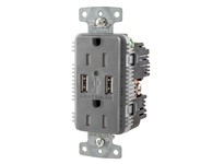 Hubbell Wiring USB15A5GY RCPT DUP 15A 125V 5A 5V USB PORT A GY
