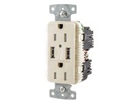 Hubbell Wiring USB15A5LA RCPT DUP 15A 125V 5A 5V USB Port A LA | YarinInd