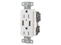 Hubbell Wiring USB15A5W RCPT DUP 15A 125V 5A 5V USB PORT A WH