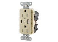 Hubbell Wiring USB15AC5IP RCPT DUP 15A 125V 5A 5V USB Port AC | Industrial Supplies