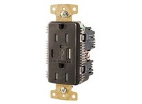 Hubbell Wiring USB15AC5WR DUP TRWR 15A125V USB PORT 5A5V AC BR