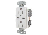 Hubbell Wiring USB15C5W RCPT DUP 15A 125V 5A 5V USB Port C White | YarinInd