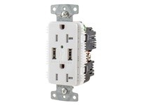 Hubbell Wiring USB20A5W RCPT DUP 20A 125V 5A 5V USB PORT A WH