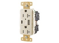 Hubbell Wiring USB20AC5LAWR DUP TRWR 20A 125V USB Port | YarinInd