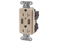 Hubbell Wiring USB20X2LA RECEP DUP 20A 125V 3.8A 5V USB Port | High-Quality Electrical Supplies