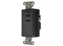 Hubbell Wiring USB2BK USB CHRGR 2 PORT 3A 5 V BLACK | YarinInd