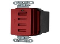 Hubbell Wiring USB4R USB CHRGR 4 PORT 5AMP 5 VOLT RED | YarinInd