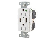 Hubbell Wiring USB8200A5W RCPT HG DUP 15A 125V 5A 5V USB PORT A WH