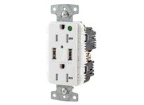 Hubbell Wiring USB8300A5W RCPT HG DUP 20A 125V 5A 5V USB PORT A WH