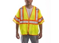 Tingley V70332-4X/5X JOB SIGHT Hi-Vis Class 3 Safety Vest Mesh Zipper Closure 4 Pockets - Fluorescent Yellow-Green Size 4XL/5XL
